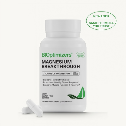 BIOptimizers Magnesium Breakthrough 500mg, 7 Forms of Magnesium 90 Capsules Glycinate, Malate, Citrate & More for Restful Sleep, Stress Resilience & Muscle Recovery