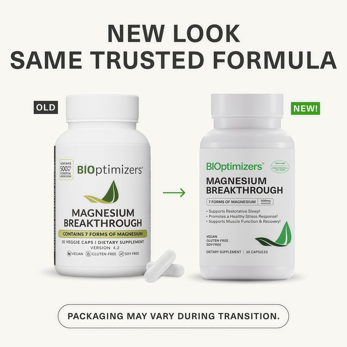 BIOptimizers Magnesium Breakthrough 500mg, 7 Forms of Magnesium 90 Capsules Glycinate, Malate, Citrate & More for Restful Sleep, Stress Resilience & Muscle Recovery